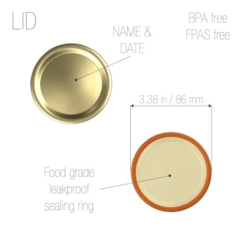 Tecnocap Wide Mouth Canning Lids & Bands - 12 Sets Red Gold