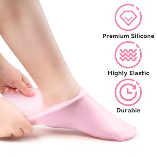 Pink Silicone Moisturizing Socks & Gloves Set for Dry Skin Hydration - Aphlos