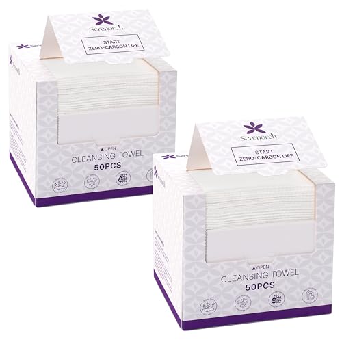 Serenorch Disposable XL Face Towels 100 Count - Hygienic & Soft Skin Wipes with EF Texture (Pack of 2, 50 Count Each)