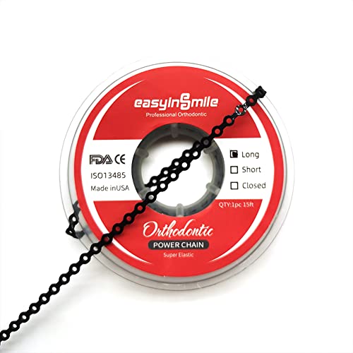 SNAWOP Dental Orthodontic Power Chain Rubber Bands - Long Black