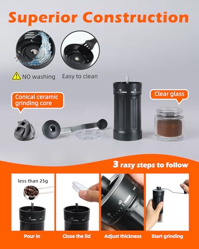 Portable Manual Coffee Grinder with 40 Adjustable Settings