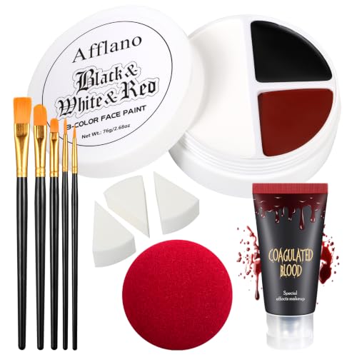 Afflano Halloween Face Paint Kit 11Pcs for Clown Vampire Zombie Cosplay