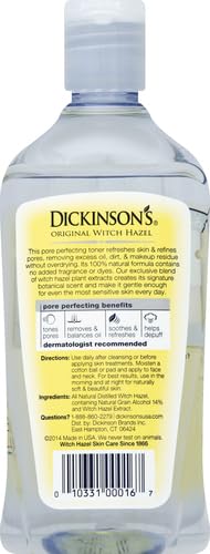 Dickinson's Witch Hazel Pore Perfecting Toner - 16 Fl Oz (Pack of 2)
