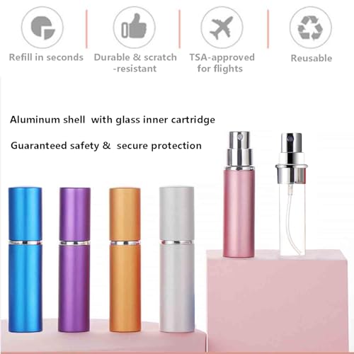 MIVIXI 5ml Refillable Travel Perfume Atomizer 6-Pack - Leakproof & Portable