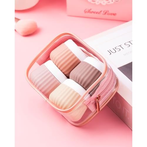 Mrsdry Travel Containers for Toiletries 4 Pack, TSA Approved Travel Size Toiletries, Portable Size Containers, With Clear Bag Leak Proof Silicone Jars, Essentials Creams Jars Carrying Small Items