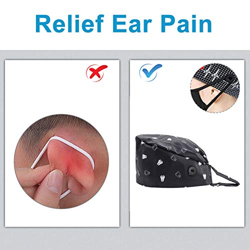 Cute Teeth Working Cap with Button - 3PCS Breathable Sweatband