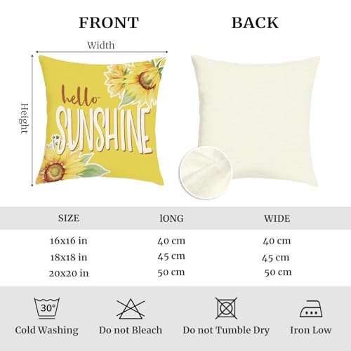 Sunflower Yellow Floral Throw Pillow Covers - Set of 4, 18x18