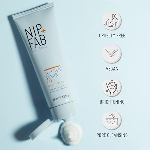 Nip+Fab Glycolic Fix Exfoliating Face Scrub 2.5 Fl Oz - Brightening AHA & Salicylic Acid