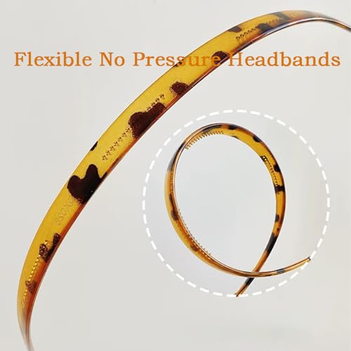 KOVOLITU 3 Pack Headbands for Glasses, Flex No Pressure Hairbands with Teeth - Leopard Black Grey Brown (Bright Surface)