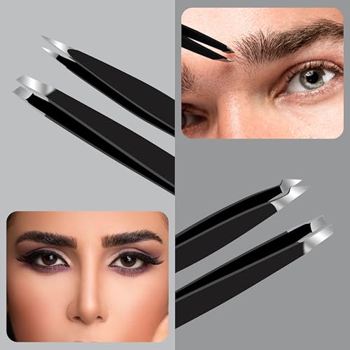 GMI Fiber Tip Lash Tweezers for Eyelash Extensions - Black or Silver, Professional Stainless Steel