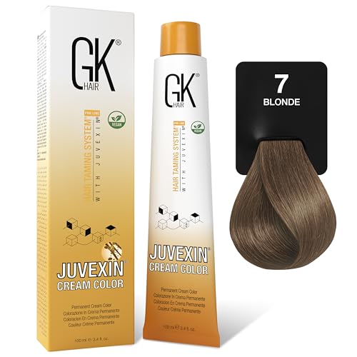 GK HAIR Color Cream 7.0 Natural Blonde - 100% Grey Coverage