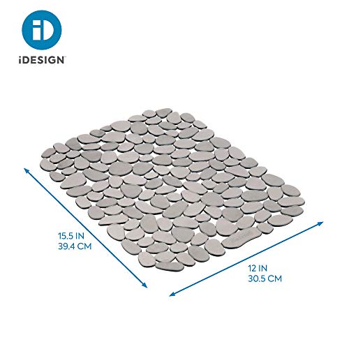 iDesign Pebblz Sink Grid - Non-Skid Plastic Dish Protector Mat, 11.75" x 15.75", Gray