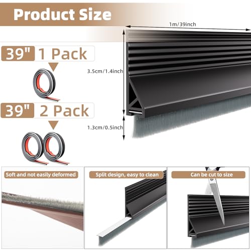 KNEELISA 39” Door Sweep Brush Seal - Silicone Adhesive Gap Filler