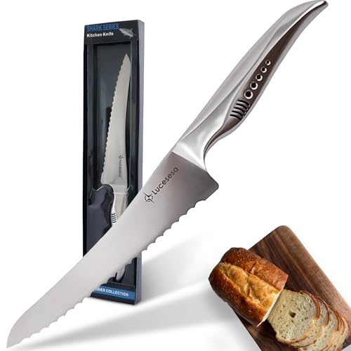 Serrated Bread Knife with Shark-Inspired Handle - Ultra Sharp Stainless Steel