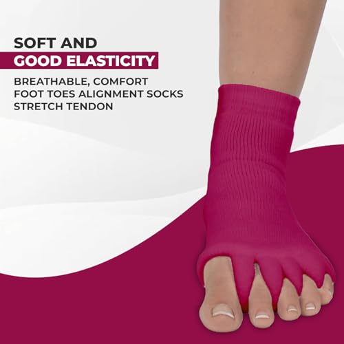 Fuchsia Happy Feet Toe Separator Alignment Socks for Foot Relief