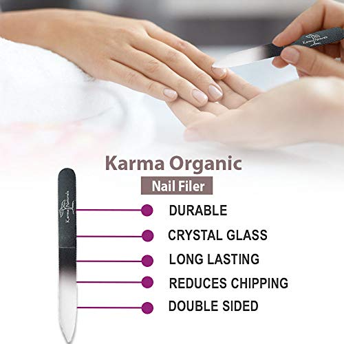 Karma Organic Double-Sided Glass Nail File Set for Women - Durable Nail Buffer for Manicure & Pedicure