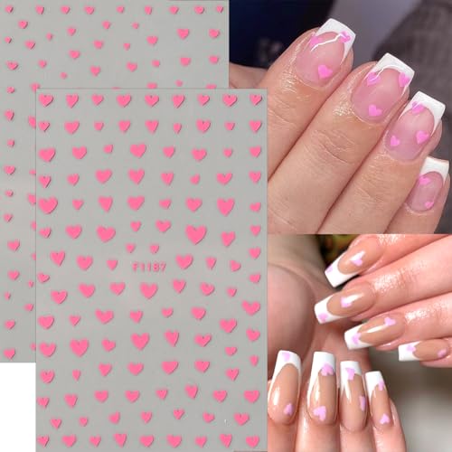 KTAABTR Valentines Style 06 Small Heart Nail Stickers 6 Sheets Glitter Decals for Manicure & DIY Nail Art