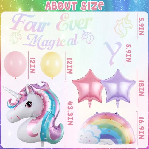 Unicorn 4th Birthday Decorations Kit with Foil Balloons & Banner
