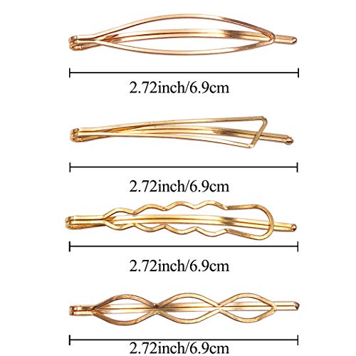 Messen Gold Geometric Hair Pins Set - 8 Stylish Hair Clips