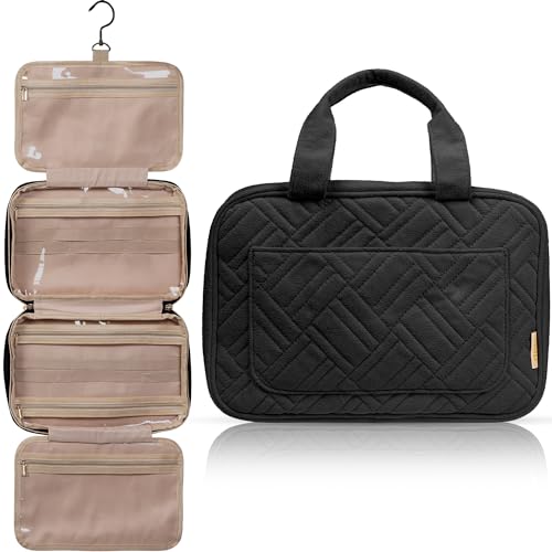 BOACAY Medium Travel Toiletry Bag - Panther Black, Hanging Organizer