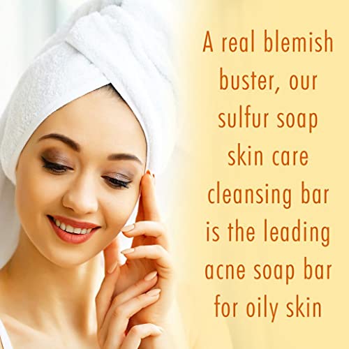 Natrulo 4oz Lemongrass & Tea Tree Sulfur Soap Bar for Acne & Oily Skin – Handmade in USA