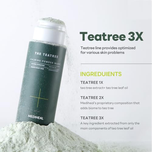 Mediheal Teatree Calming Powder Wash - Gentle Daily Facial Cleanser, 1.76 oz