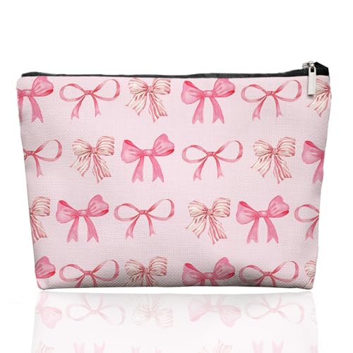 EKGJW Coquette-02 Bow Makeup Bag for Women & Teens, Preppy Cosmetic Pouch