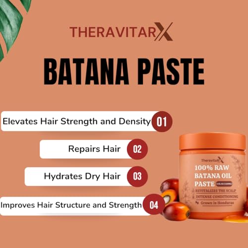 Organic Batana Oil for Hair Growth - 100% Pure & Cold Pressed, Natural Scalp & Hair Treatment for Thicker, Stronger Hair - 4oz from Honduras - Suitable for Men & Women