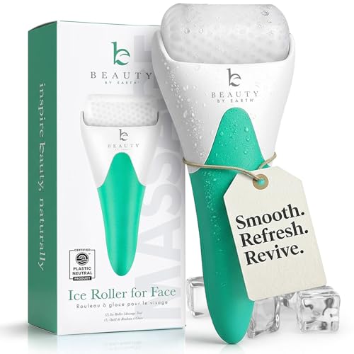 Ice Roller for Face & Eyes - Cooling Puffy Eyes & Wrinkles - Gift-Ready, Reusable, Detachable Head (Beauty by Earth)