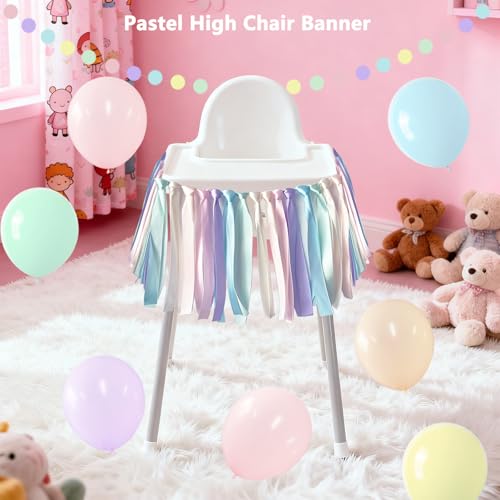 Pastel Rainbow 1st Birthday Party Decorations Set for Girls