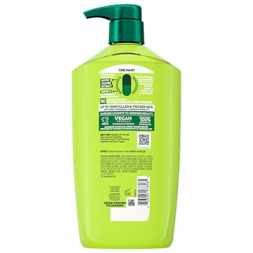 Garnier Fructis Grow Strong Thickening Conditioner, 32.3 Fl Oz - Biotin & Vitamin C for Fine Hair