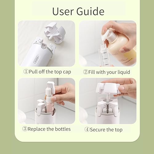 Tilanneo 4-in-1 Travel Bottle Set, Leakproof Refillable Toiletries Dispenser