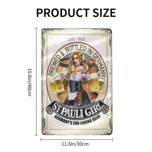 St Pauli Girl Retro Metal Tin Sign - 12x16 Inches Wall Art