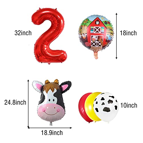 Farm Animals 2nd Birthday Party Decorations - 12PCS Foil Balloons