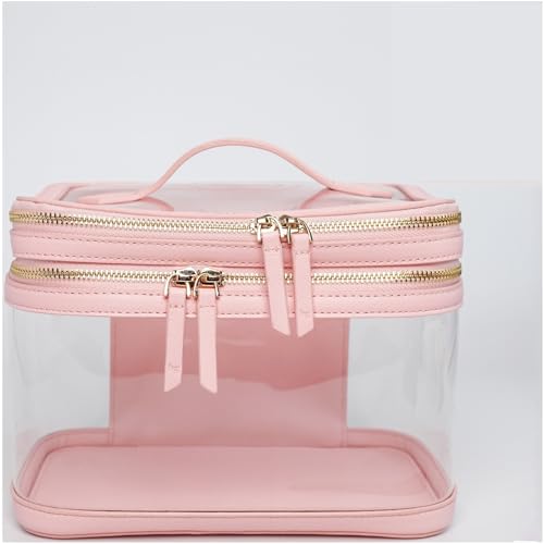 Pink Extra Large Clear Makeup Bag for Women - TSA-Approved Organizer