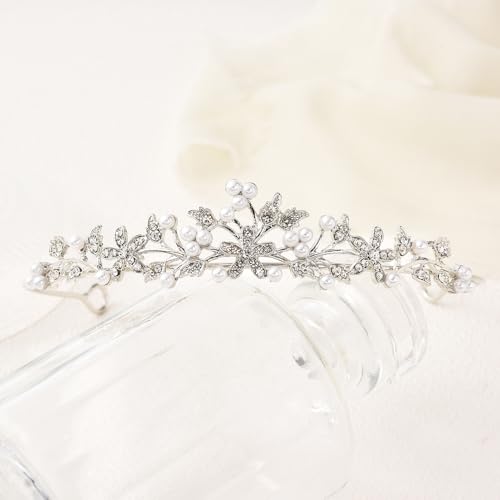 Rhinestone Pearl Tiaras and Crowns for Women and Flower Girls - Bridal Prom Hair Accessories