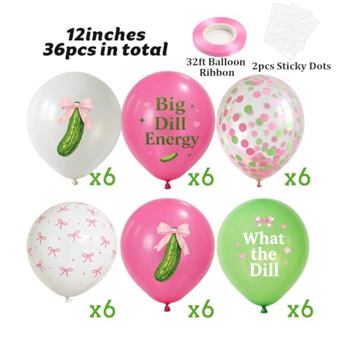 36PCS Pink Pickle Party Balloons Set | Fun Girls' Night Decor