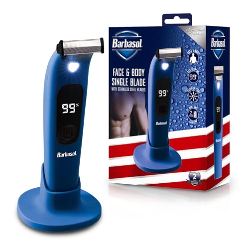 Barbasol Rechargeable Face & Body Shaver with LED Screen, Stainless Steel Blade