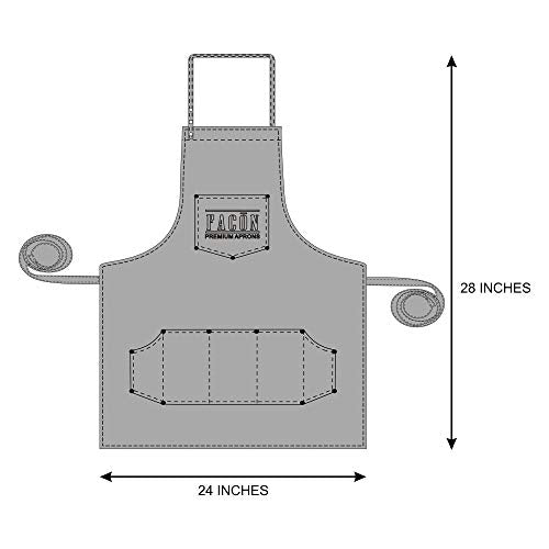 Facón Professional Leather Barber Apron with 6 Pockets - Red, 28" x 24"