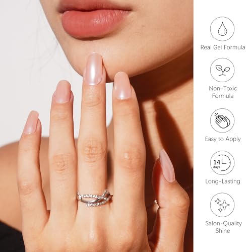 DANNI & TONI Semi-Cured Gel Nail Strips - Pearl Nude Mirror Gel Wraps