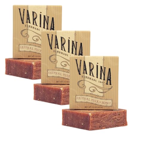 Varina Oatmeal Milk & Honey Bar Soap 4.5oz - 3 Pack for Sensitive Skin