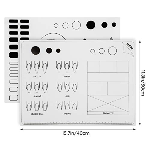 Segbeauty Diamond Style Acrylic Nail Training Mats 2pcs - Flexible Silicone Practice Pads for Nail Art