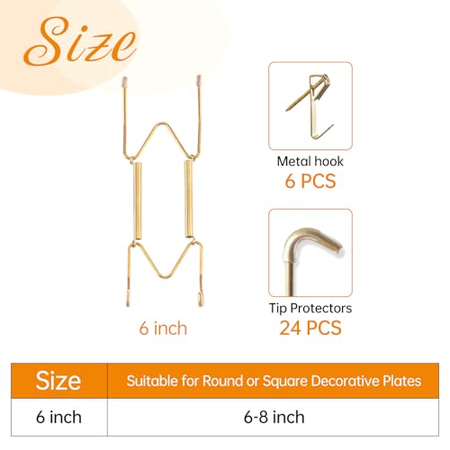 Bilillo 6 Pack Invisible Plate Hangers for 6-8 Inch Plates