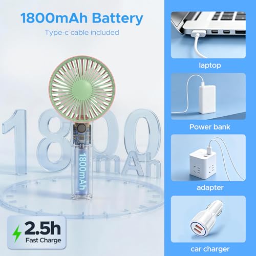 QearFun 2-in-1 Handheld & Desk Fan - Portable Rechargeable Cooling Fan