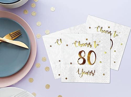 Cheers to 80 Years Cocktail Napkins - 50-Pack White 3-Ply