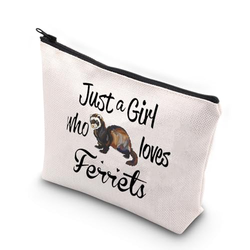 Ferret Lover Cosmetic Bag - Cute Canvas Makeup Zipper Pouch for Travel