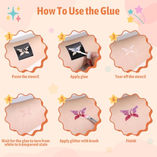 Body Glitter Tattoo Glue - 2 Pack, Non-Toxic & Washable