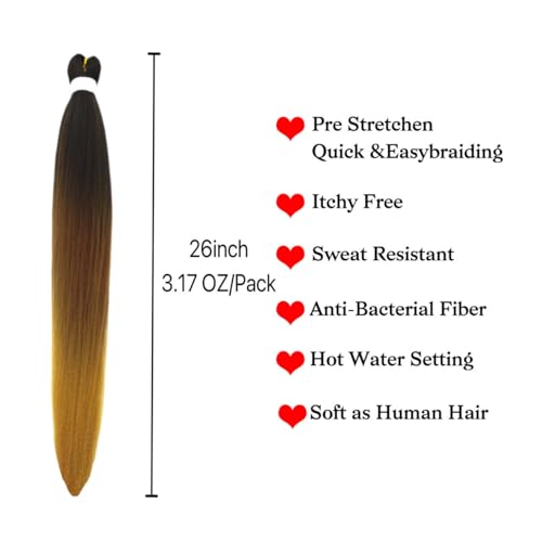 Ombre Brown Honey Blonde Braiding Hair - 26 Inch Pre-Stretched (5 Packs)