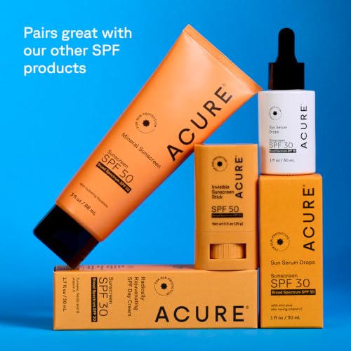 Acure Sun Serum Drops SPF 30 - Hydrating Face Sunscreen Serum 1 fl oz - Vegan & Broad Spectrum Protection