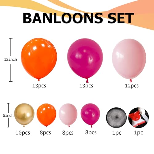 Hot Pink, Orange & Gold Balloon Arch Set for Parties